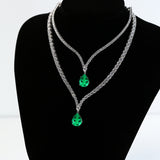 Elegant 925 Sterling Silver Crystal Necklace with Pear/Emerald/Round/Radiant Pendant Luxury Sparkling Jewelry for Weddings Parties and Special Events