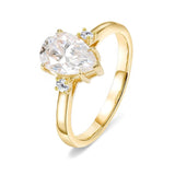 Pear Cut Moissanite Engagement Ring in 10K/14K/18K Gold Classic Solitaire Promise Ring Perfect Wedding Anniversary Gift