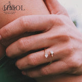 Custom Ring Two Pear Shape Open Moissanite Lab Grown Gemstones 925 Sterling Silver Wealth Charms Anniversary Gift Daily