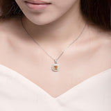 2CT Cushion Shape Champagne Moissanite Double Halo Pendant Necklace