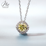 Moissanite Square-shaped Necklace Pendant Multicolor S925 Sterling Silver Gemstone Jewelry Women Wedding Anniversary Gift Party