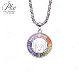 Zircon 925 Sterling Silver Rainbow Coloured Alphabet Necklace Commuting Daily Wear