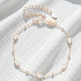 Elegant Moissanite Teardrop Bracelet Pear Shape Gem Beaded Chain Chic Women’s Everyday Jewelry Delicate Shine Fashion Gift