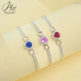 Lab Grown Ruby Sapphire Padparadscha Round Brilliant Cut Bracelet White Gold Fine Jewelry Wedding Gift