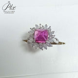 Finger Ring with 4CT Sugar Tower Lab Grown Sapphire Padparadscha 925 Silver for Women Man Engagement Banquet Accasion Christmas