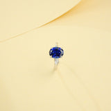 Egg-shaped Ring with Lab Grown Ruby Sapphire Zambian Padparadscha 925 Silver Circle for Engagement Christmas Party Fine Jewely