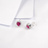 Lab Grown Gemstone Earrings Round/Heart/Heart/Pear Cuts Ruby/Sapphire 925 Silver Hypoallergenic Factory Direct Sales