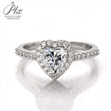 Heart Cut 1CT 925 Sterling Silver Halo Moissanite Ring Women Only Gifts For Festivals And Anniversaries