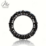 925 Sterling Silver Ring Moissanite Stone Round Shape Black Color Fine Jewelry Hypoallergenic Customized Style Top Quality Charm