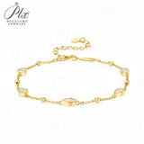 Elegant Moissanite Teardrop Bracelet Pear Shape Gem Beaded Chain Chic Women’s Everyday Jewelry Delicate Shine Fashion Gift