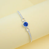 Lab Grown Ruby Sapphire Padparadscha Round Brilliant Cut Bracelet White Gold Fine Jewelry Wedding Gift