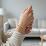 Heart Bracelet with 2mm Round Moissanite Diamond 925 Silver Plated White Yellow Gold Women's Daily Fishion Jewely Gift Favorite