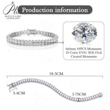 925 Silver 4*6mm Egg-Shaped Tennis Bracelet With D-Color Moissanite Unisex Ideal Gift For Gifting