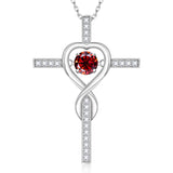 Moissanite Necklace 1CT 6.5mm Heart-Cross Pendant 925 Sterling Silver Women Wedding/Anniversary Special Gift Fine Jewelry Charms