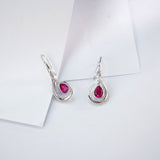 4X6mm Lab Grown Gemstone Earrings Ruby Sapphire Colombia S925 Butterfly Long Earring for Women Fashionable Christmas Party Daily