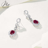 0.8-7CT Oval Cut Ruby/Sapphire/Colombian Emerald Earrings Lab-Grown Gemstone Jewelry Gift for Christmas Easter Hypoallergenic