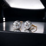 Lab Grown Diamond Earrings New Arrival Design 10K/14K/18K Solid Yellow Gold Round Cut 2/4ct DEF VVS Minimalist Stud Earrings for Women Hypoallergenic for Daily Wear Factory Direct Supply