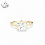 2ct Radiant Moissanite Ring High-Flash Center Stone Classic Minimalist Style Wedding Engagement Band Gift for Her