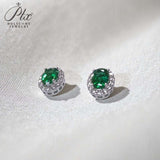 Lab Grown Gemstone Earring 1.7-2CT Oval Ruby Sapphire Colombia With Moissanite S925 Hypoallergenic Earring for Women Girls Gift