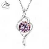 Women's 925 Sterling Silver Necklace 1.0ct D Color VVS1 Moissanite Halo Pendant Passes Diamond Tester Jewelry Gift