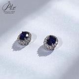 Lab Grown Gemstone Earring 1.7-2CT Oval Ruby Sapphire Colombia With Moissanite S925 Hypoallergenic Earring for Women Girls Gift