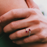 Custom Ring Two Pear Shape Open Moissanite Lab Grown Gemstones 925 Sterling Silver Wealth Charms Anniversary Gift Daily