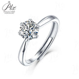 Classic Six Claw Settings Round Moissanite Adjustable Solitaire Ring Women Only Gifts For Festivals And Anniversaries