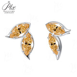 Double Clover Earrings with 2CT D Color Marquise Cut Moissanite 925 Silver Plated White Yellow Gold Ear Stud Fashion Daily Jewely