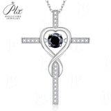 Moissanite Necklace 1CT 6.5mm Heart-Cross Pendant 925 Sterling Silver Women Wedding/Anniversary Special Gift Fine Jewelry Charms
