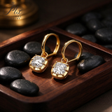 Lab Grown Diamond Earrings Spark Cushion Cut 2ct DEF VS 10K/14K/18K Solid Yellow Gold for Women Hypoallergenic Versatile Daily Wear