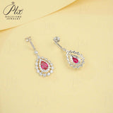 Water Drop Shaped Earrings Lab Grown Gemstone with Ruby Sapphire Padparadscha 925 Silver Earring for Women Girls Hypoallergenic