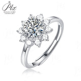 【 Daisy 】Sunflower Round Cut 1CT Moissanite Adjustable Ring Women Only Gifts For Festivals And Anniversaries