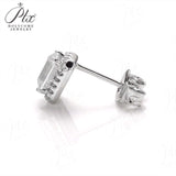 Emerald Cut Moissanite Halo Stud Earrings Women Only Gifts For Festivals And Anniversaries