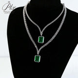 Elegant 925 Sterling Silver Crystal Necklace with Pear/Emerald/Round/Radiant Pendant Luxury Sparkling Jewelry for Weddings Parties and Special Events