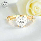 Heart Moissanite Ring with 3CT D Color Moissanite S925 10k 14k 18k Plated White Yellow Rose Gold Wedding Engagement Charm Jewely