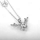 Elk Deer Shape S925 Sterling Silver 1CT Round  Moissanite Pendant Necklace