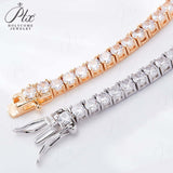 Four-Claw Tennis Bracelet With 5mm Round Moissanite Diamonds 925 Silver Plated With White Gold Daily Jewelry For Women Christmas & Anniversary Gift Allergy