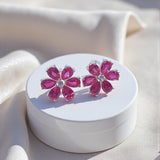 Customize Earring 4.3-6.3CT Ruby/Sapphire/Colombia/Padparadscha S925 Six Petals Pear Earrings for Women Girls Romantic Gift