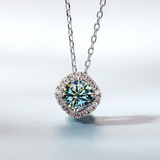 Moissanite Square-shaped Necklace Pendant Multicolor S925 Sterling Silver Gemstone Jewelry Women Wedding Anniversary Gift Party