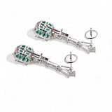 Lab Grown Gemstone Asscher Cut Earrings 10k 14k 18k  Ruby Sapphire  Columbia Emerald VVS1 Clarity Moissanite Diamonds