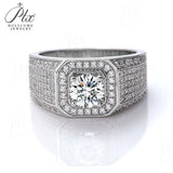 S925 Round Moissanite Half-Eternity Halo Ring for Men Gifts For Festivals And Anniversaries