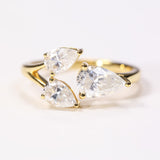 Total 2CT Moissanite Custom Ring Three-Pear Cut D/VVS1 Clarity S925 Silver Sparkling Exquisite Engagement Christmas Gift