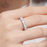 High Quality 4 Prong Emerald Cut DEF VS Lab Diamond Eternity Band 925 Sterling Silver Ring Proposal Ring