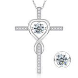 Moissanite Necklace 1CT 6.5mm Heart-Cross Pendant 925 Sterling Silver Women Wedding/Anniversary Special Gift Fine Jewelry Charms