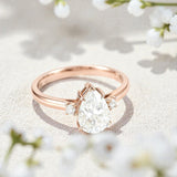 Pear Cut Moissanite Engagement Ring in 10K/14K/18K Gold Classic Solitaire Promise Ring Perfect Wedding Anniversary Gift