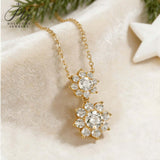 Sun Double-Flower Necklace D Color Round Moissanite Diamond S925 Silver Plated Dainty Chain for Enegament Party Daily Perfect