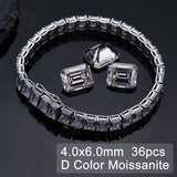 4*6mm Emerald Cut Moissanite Bracelets For Women Man S925 Silver Lab Diamond Bracelet Wedding Party Fine Jewelry