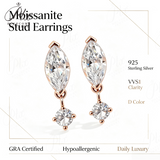 Moissanite Earrings Marquise Cut 2ct D Color VVS1 925 Sterling Silver GRA Factory Direct Hypoallergenic Daily Commute Jewelry