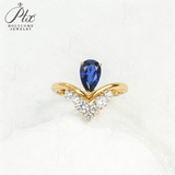 Crown Ring 5X8mm Pear Lab Grown Ruby Sapphire Zambian Padparadscha 925 Silver Ring for Women Man Engagement Christmas Party Gift