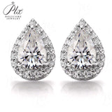 Pear Cut Moissanite Halo Stud Earrings Women Only Gifts For Festivals And Anniversaries